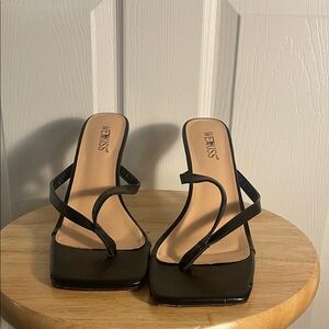 WetKiss Black Strappy Heels size 11 gray condition